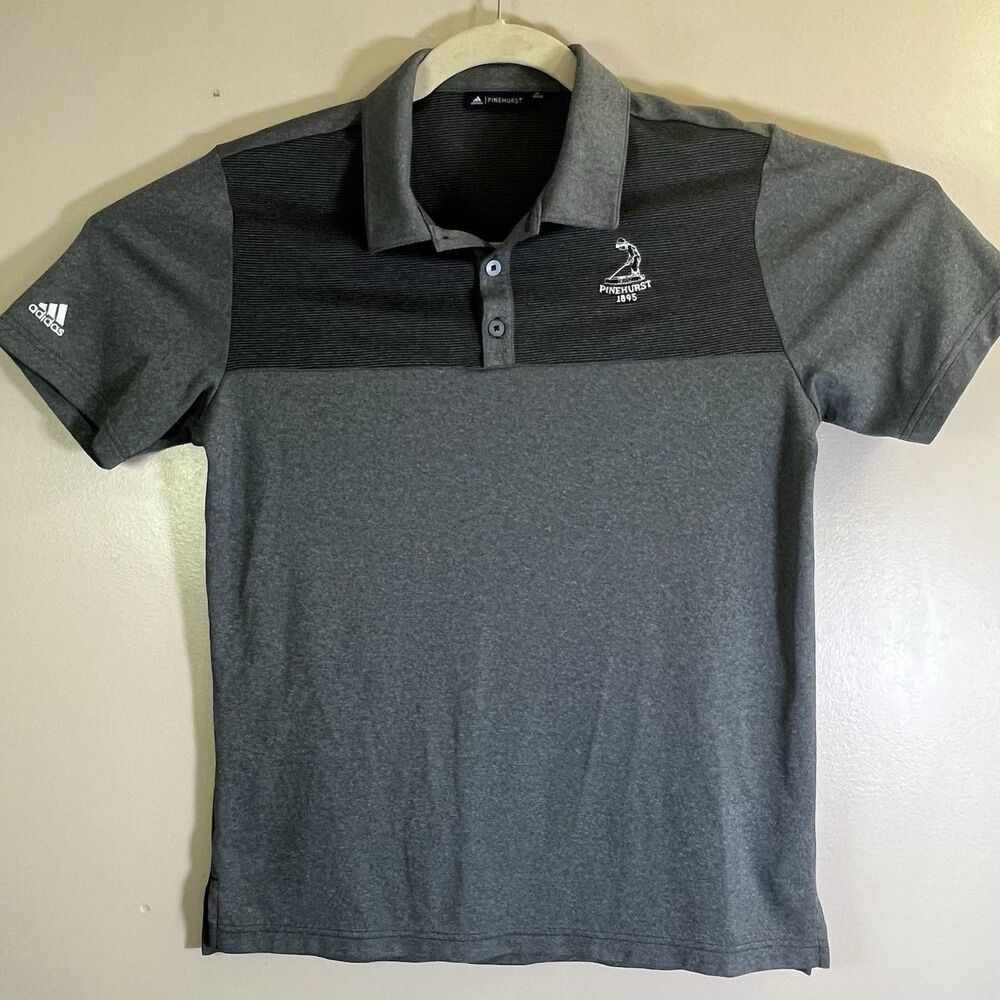 Official Adidas Pinehurst Gof Club Mens Medium  Polo Grey PGA